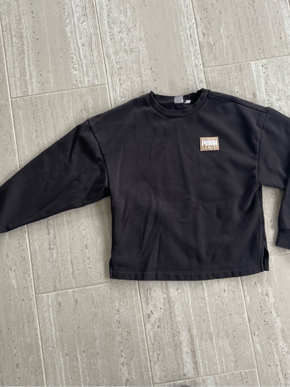 Puma Black Crewneck Sweatshirt with Small Logo Patch